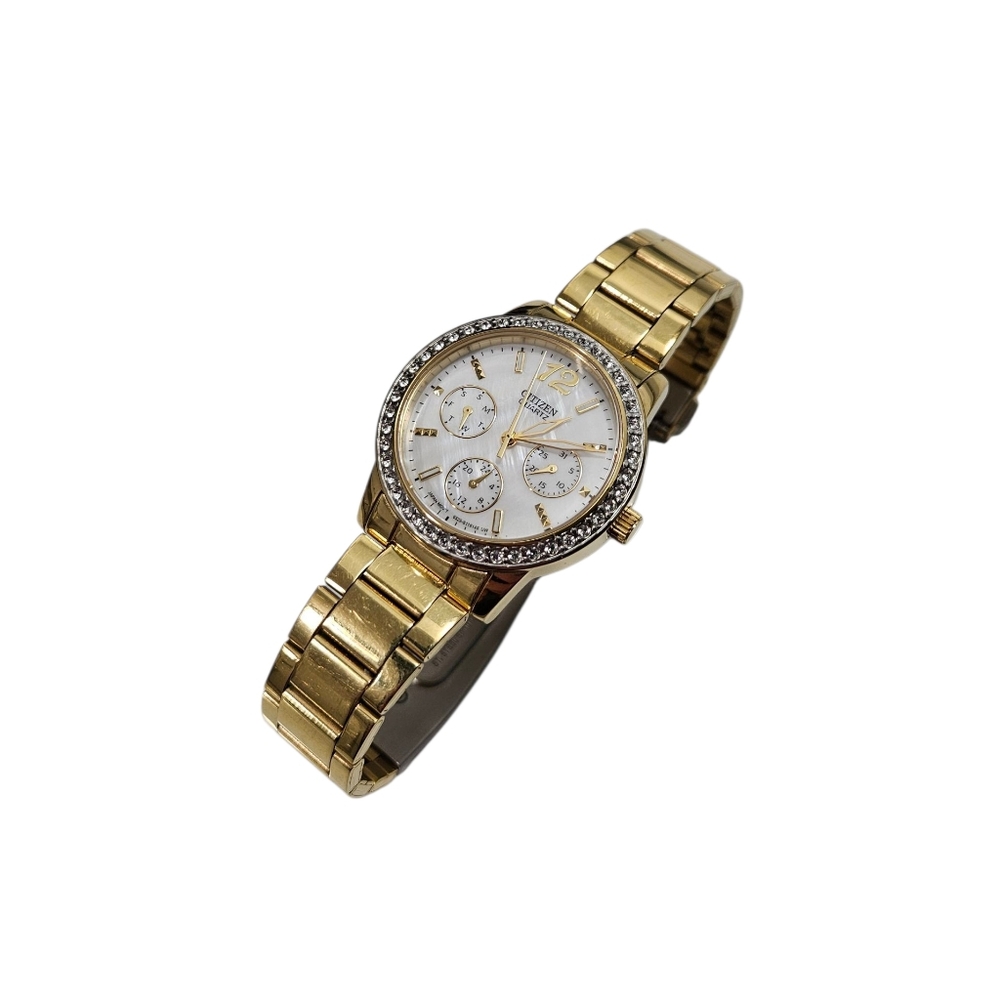 Citizen Womens Gold Tone Quartz Watch – Crystal Bezel